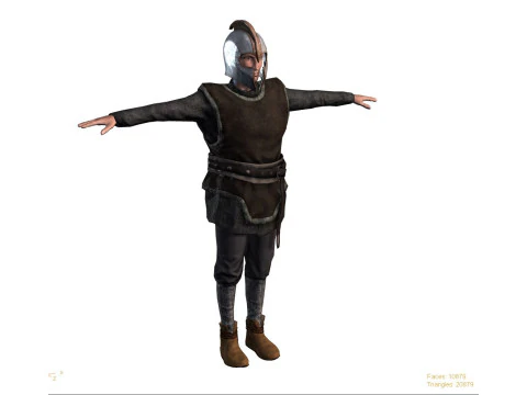 Low Poly Fantasy Warrior Rigged Animated 3D Model