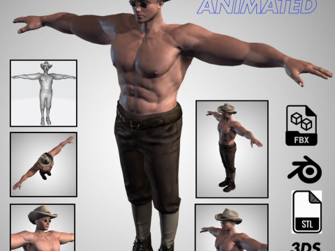 Male Character Bundle Rigged Animated s Low-poly 3Dモデル
