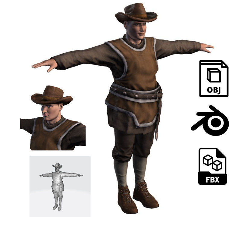 Masked Brawler - Rigged Animated Low Poly Game Character Modelo 3D .c4d .max .obj .3ds .fbx .stl .blend