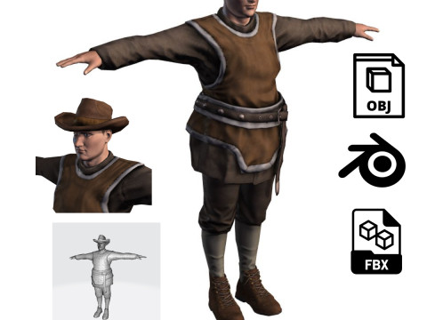 Masked Brawler - Rigged Animated Low Poly Game Character Modelo 3D
