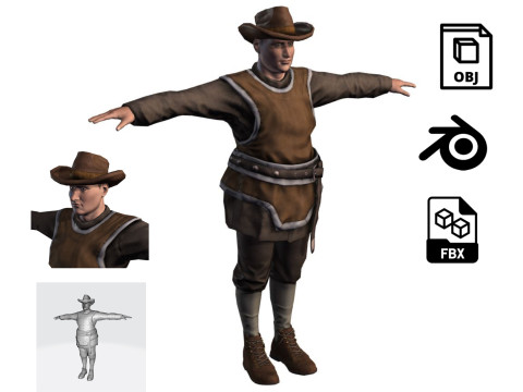 Masked Brawler - Rigged Animated Low Poly Game Character Modelo 3D