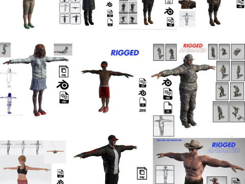 3D Character Model Pack Rigged Animated Game Ready Modelo 3D