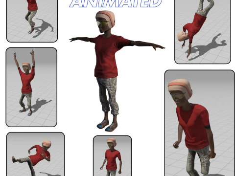 Game-Ready Rigged Animated 3D Character Casual Urban Male Unity Unreal Compatible 3D Model