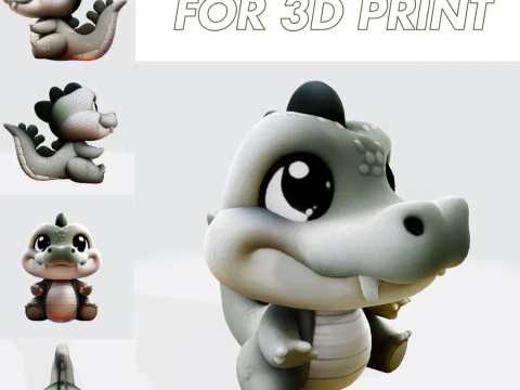 かわいい漫画のワニ 3D プリント対応モデル 3Dプリントモデル