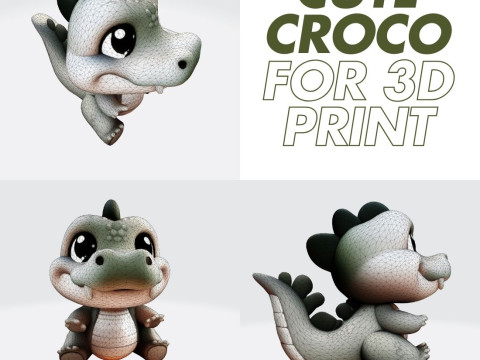 Cute Cartoon Crocodile 3D Print Ready Model 3D प्रिंट मॉडल