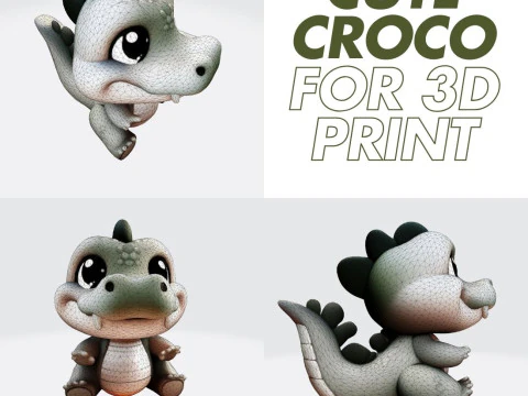 Cute Cartoon Crocodile 3D Print Ready Model 3D Print Model