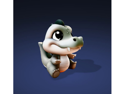 Cute Cartoon Crocodile 3D Print Ready Model 3D प्रिंट मॉडल