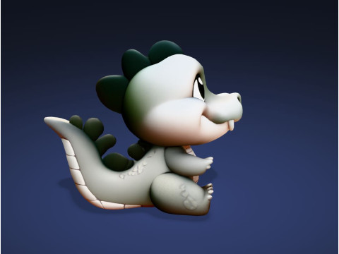 Cute Cartoon Crocodile 3D Print Ready Model 3D प्रिंट मॉडल