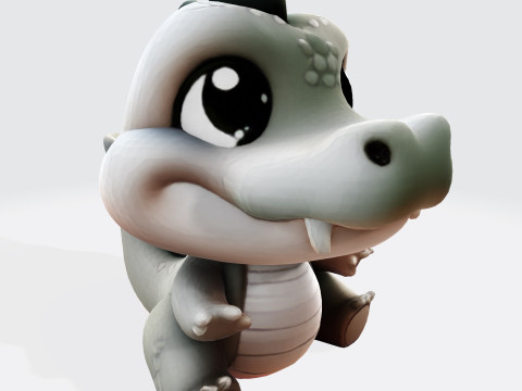Cute Cartoon Crocodile 3D Print Ready Model 3D प्रिंट मॉडल