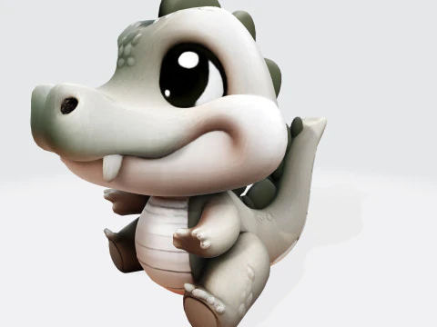 Cute Cartoon Crocodile 3D Print Ready Model 3D Print Model