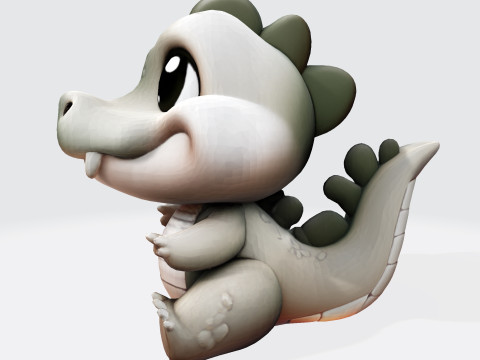 Cute Cartoon Crocodile 3D Print Ready Model 3D प्रिंट मॉडल