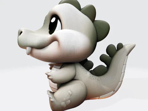 Cute Cartoon Crocodile 3D Print Ready Model 3D Print Model