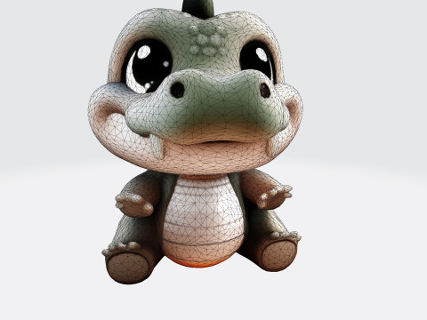 Cute Cartoon Crocodile 3D Print Ready Model 3D प्रिंट मॉडल