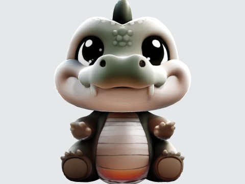 Cute Cartoon Crocodile 3D Print Ready Model 3D प्रिंट मॉडल