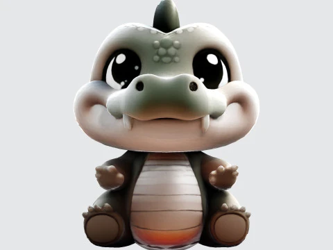 Cute Cartoon Crocodile 3D Print Ready Model 3D Print Model