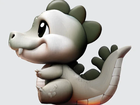 Cute Cartoon Crocodile 3D Print Ready Model 3D Print Model