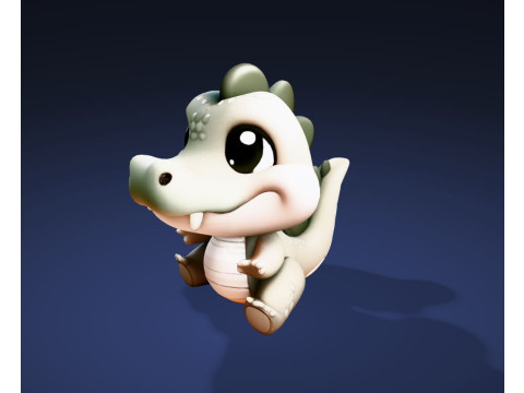 Cute Cartoon Crocodile 3D Print Ready Model 3D प्रिंट मॉडल