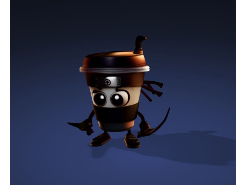 Cute Cappuccino Assassin 3D Print Ready Character fbx blend dae obj 3Dプリントモデル