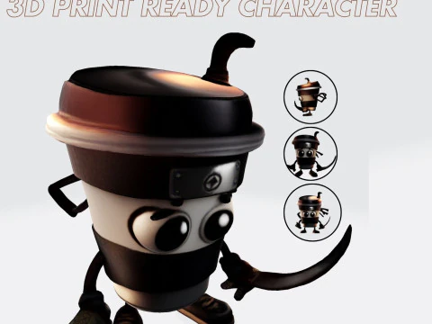 Cute Cappuccino Assassin 3D Print Ready Character fbx blend dae obj 3D Print Model