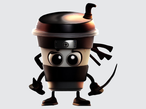 Cute Cappuccino Assassin 3D Print Ready Character fbx blend dae obj 3Dプリントモデル