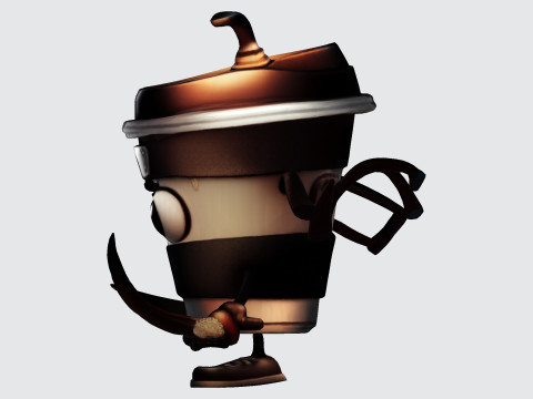 Cute Cappuccino Assassin 3D Print Ready Character fbx blend dae obj 3Dプリントモデル