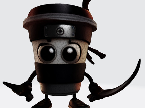Cute Cappuccino Assassin 3D Print Ready Character fbx blend dae obj 3Dプリントモデル