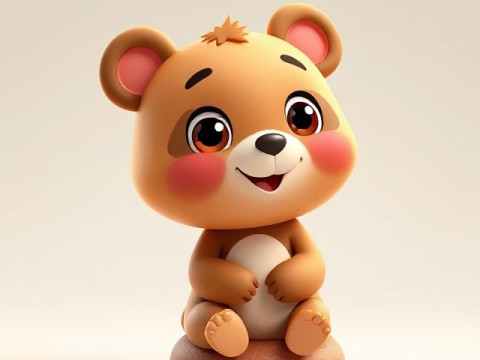 Cute Cartoon Bear High-Resolution Character for Printing VR 3D Druckmodell