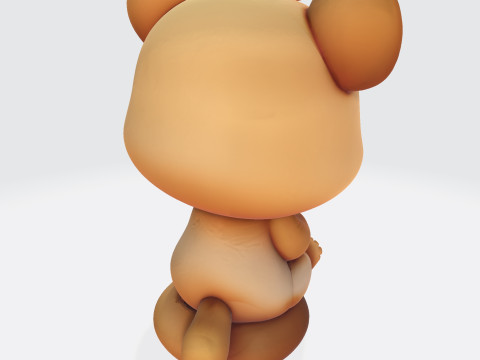 Cute Cartoon Bear High-Resolution Character for Printing VR 3D Druckmodell