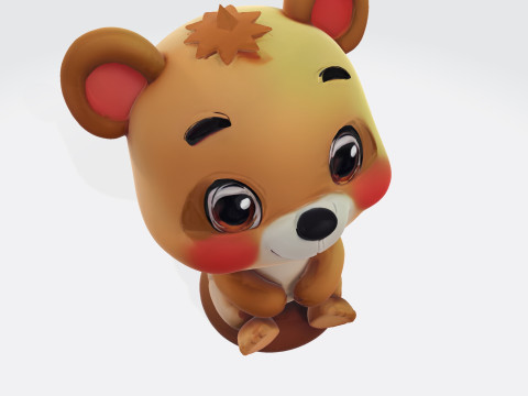 Cute Cartoon Bear High-Resolution Character for Printing VR 3D Druckmodell