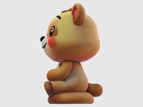 Cute Cartoon Bear High-Resolution Character for Printing VR 3D Druckmodell