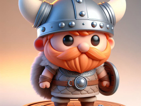 Cute 3D Viking Warrior Character for print 3D print model Modello di stampa 3D