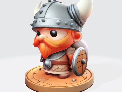 Cute 3D Viking Warrior Character for print 3D print model 3D Print Model