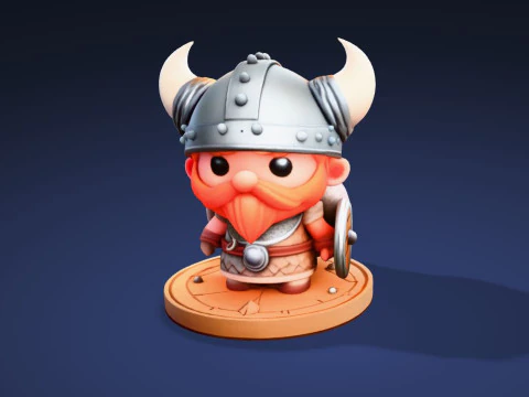 Cute 3D Viking Warrior Character for print 3D print model 3D Print Model
