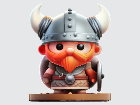 Cute 3D Viking Warrior Character for print 3D print model Modèles 3D en vedette