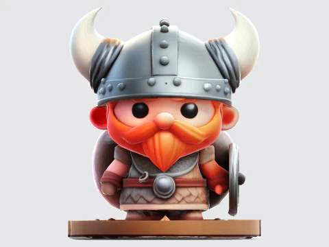 Cute 3D Viking Warrior Character for print 3D print model 3D Print Model