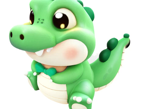 Chubby Croco Printable Cartoon Alligator Figurine 3D Print Model