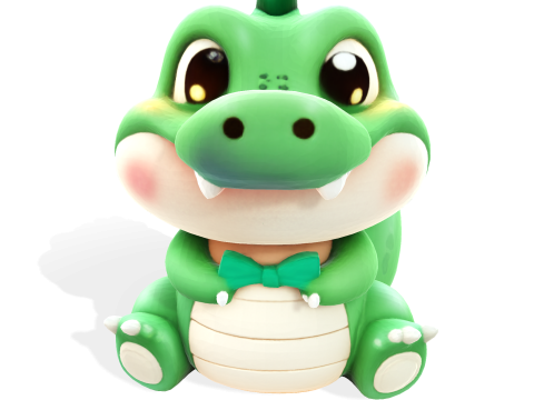 Chubby Croco Printable Cartoon Alligator Figurine 3D printmodel