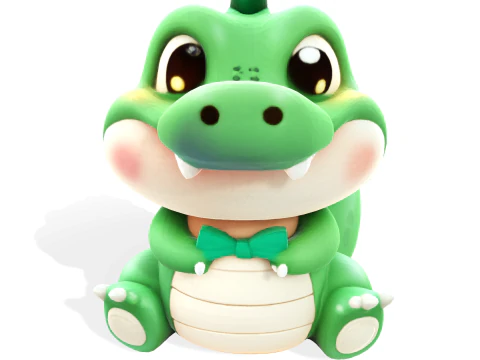 Chubby Croco Printable Cartoon Alligator Figurine 3D Print Model