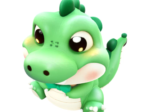 Chubby Croco Printable Cartoon Alligator Figurine 3D Print Model