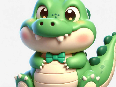 Chubby Croco Printable Cartoon Alligator Figurine 3D Print Model