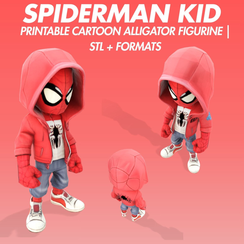 Spiderman Kid Stylized 3D Figurine Model for Print 3D print model Model Cetak 3D .c4d .max .obj .3ds .fbx .stl .blend