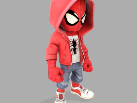 Mod&egrave;le de figurine 3D stylis&eacute;e Spiderman Kid &agrave; imprimer Mod&egrave;le d'impression 3D Modèles 3D en vedette