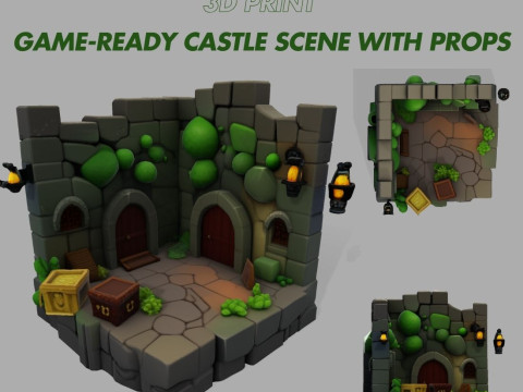 Stylized Dungeon 3D Environment Modular Fantasy Scene Low-poly Modelo de Impressão 3D