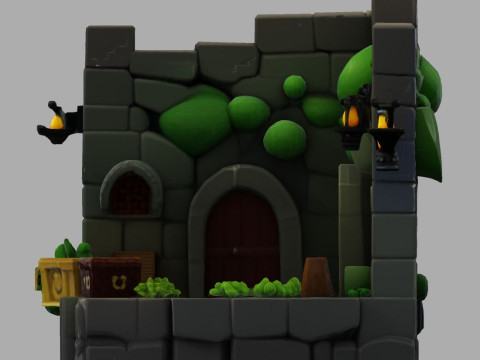 Stylized Dungeon 3D Environment Modular Fantasy Scene Low-poly 3Dプリントモデル