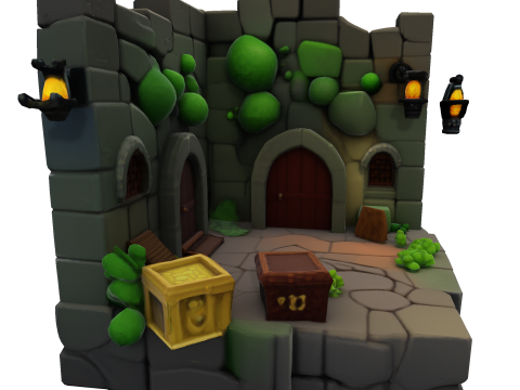 Stylized Dungeon 3D Environment Modular Fantasy Scene Low-poly 3Dプリントモデル