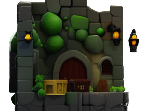 Stylized Dungeon 3D Environment Modular Fantasy Scene Low-poly 3Dプリントモデル