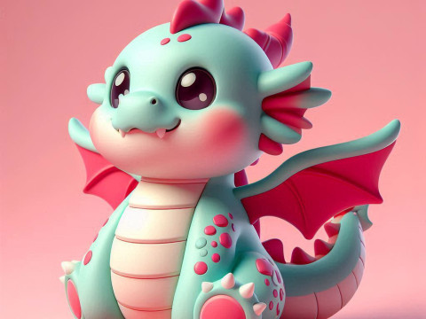 Cute Pink Dragon for Print 3D Print Model