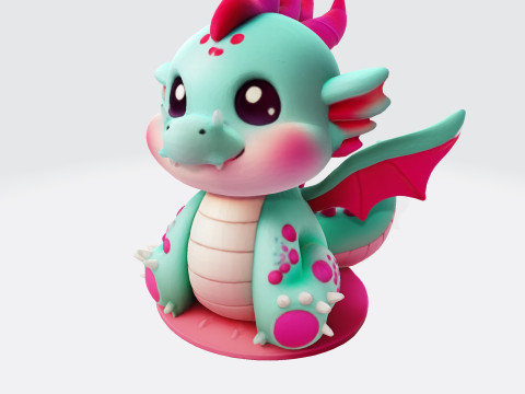 Cute Pink Dragon for Print 3D Print Model