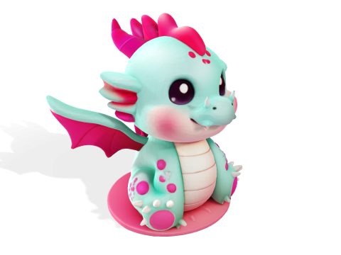 Cute Pink Dragon for Print 3D Print Model