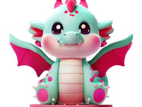Cute Pink Dragon for Print 3D Print Model